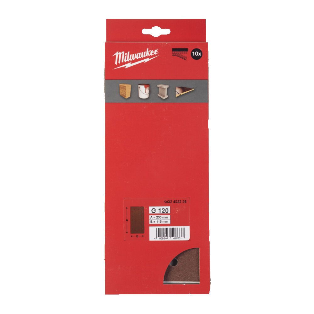 Папір шліфувальний MILWAUKEE, 115x230мм HL, зерно 120, (10шт) (4932492266)