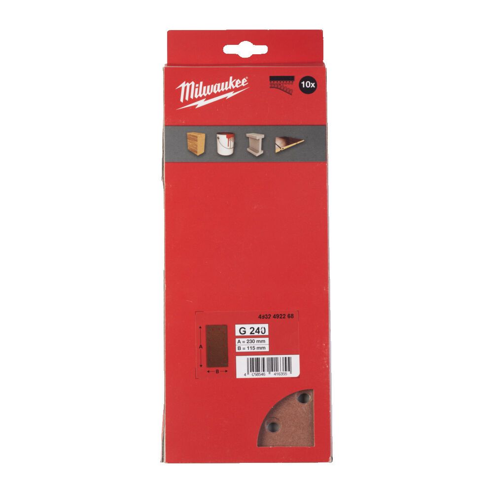 Папір щліфувальний MILWAUKEE, 115x230мм HL, зерно 240, (10шт) (4932492268)