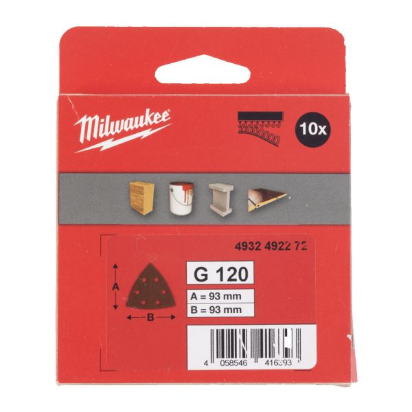 Папір шліфувальний MILWAUKEE, 93х93х93мм HL, зерно 120, (10шт) (4932492272)