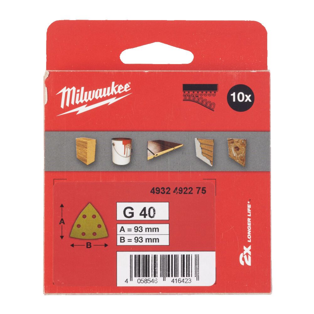 Папір шліфувальний HP MILWAUKEE, 93х93х93мм HL, зерно 40, (10шт) (4932492275)