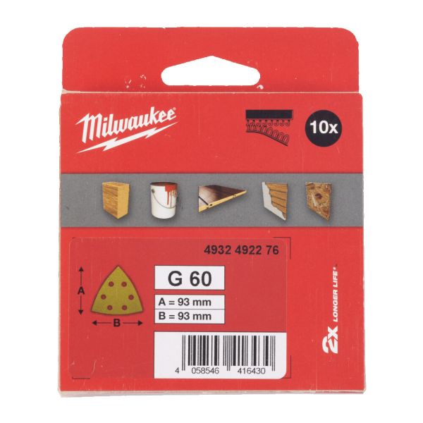Папір шліфувальний HP MILWAUKEE, 93х93х93мм HL, зерно 60, (10шт) (4932492276)