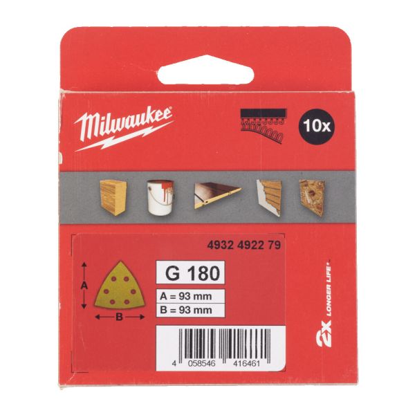 Папір шліфувальний HP MILWAUKEE, 93х93х93мм HL, зерно 180, (10шт) (4932492279)