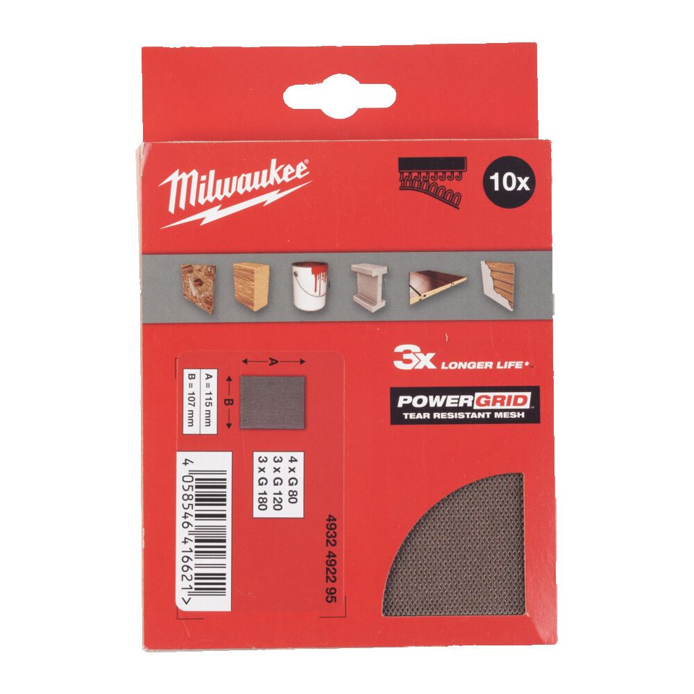 Набір сіток шліфувальних PG Mesh HL MILWAUKEE, 115х107мм, (10шт) (4932492295)