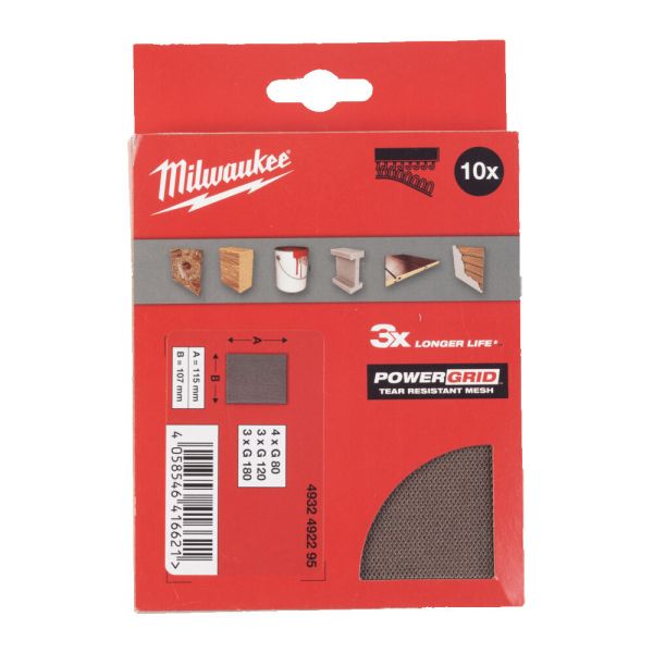 Набір сіток шліфувальних PG Mesh HL MILWAUKEE, 115х107мм, (10шт) (4932492295)