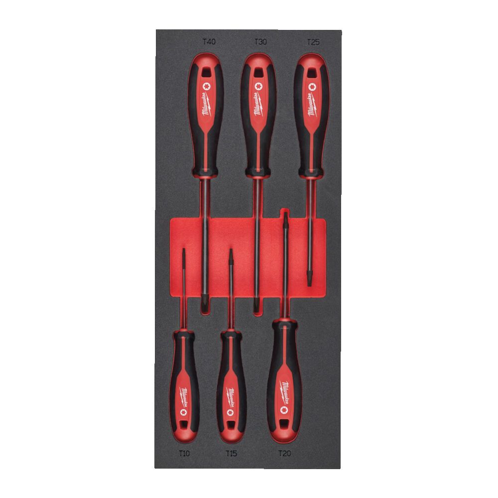 Ложемент з викрутками MILWAUKEE з тригранною рукояткою, TORX (6шт) (45х175,8х417мм) для візків (4932492392)
