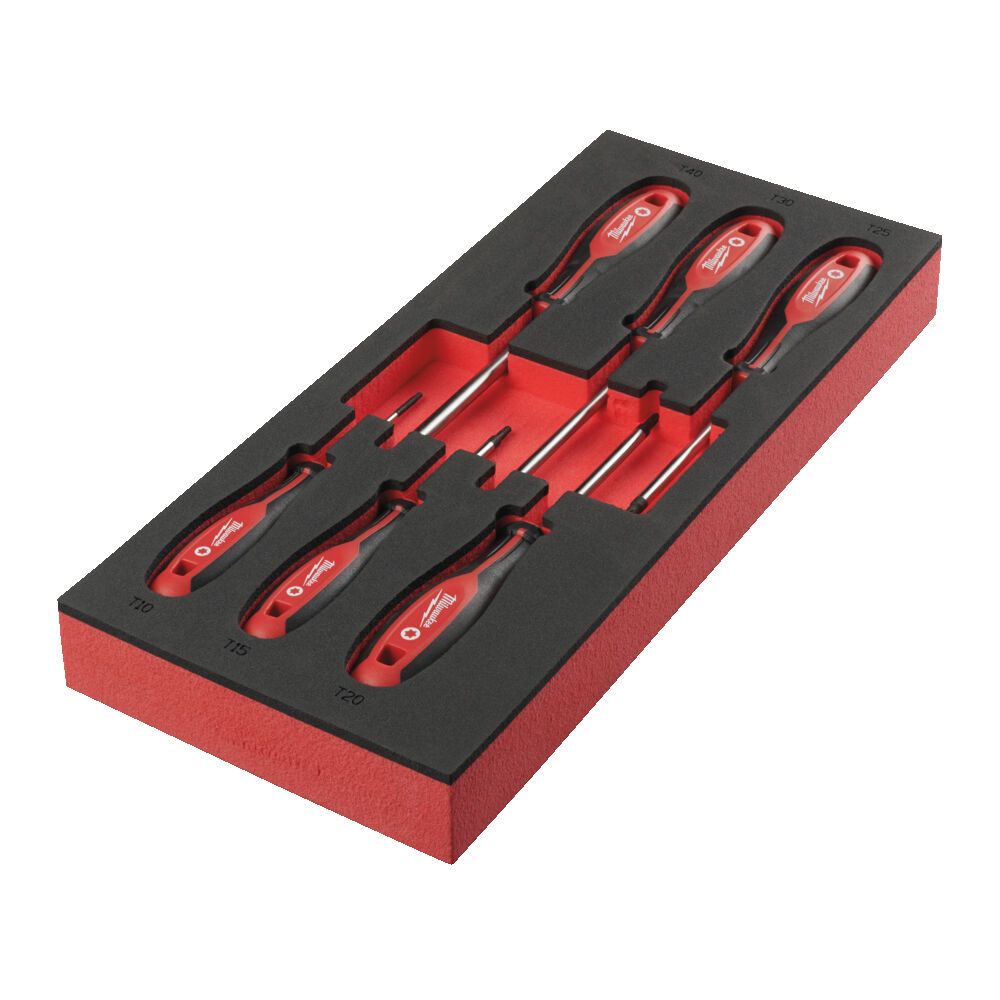 Ложемент з викрутками MILWAUKEE з тригранною рукояткою, TORX (6шт) (45х175,8х417мм) для візків (4932492392)