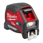 Рулетка магнітна MAGNETIC MILWAUKEE з LED підсвіткою, 7,5м, (30мм) (4932492469)