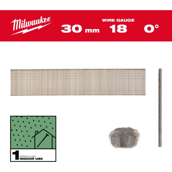 Цвяхи оцинковані вкриті смолою з Т-образною головкою MILWAUKEE, 18G/0 градусів/30мм, (5000шт) (4932492552)