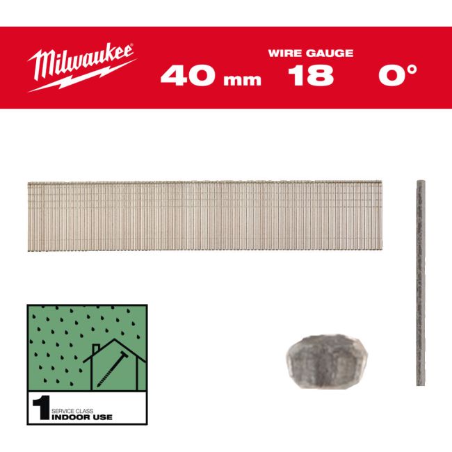Цвяхи оцинковані вкриті смолою з Т-образною головкою MILWAUKEE, 18G/0 градусів/40мм, (5000шт) (4932492554)