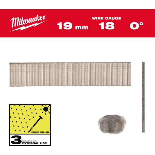 Набір цвяхів для цвяхозабивного інструменту Inox 18G / 19 mm / SC3 (10000шт) (4932492558)