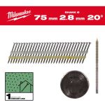 Цвяхи з кільцевою накаткою та круглою головкою MILWAUKEE, 2,8х7,4мм/20 градусів/75мм (2000шт) (4932492588)