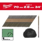 Цвяхи з кільцевою накаткою та D-образною головкою MILWAUKEE, 2,8/34 градуси/70мм (2200шт) (4932492601)