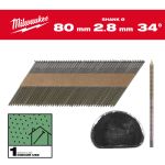 Цвяхи з кільцевою накаткою та D-образною головкою MILWAUKEE, 2,8/34 градуси/80мм (2200шт) (4932492603)