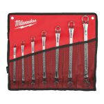 Набір ключів накидних метричних хромованих MILWAUKEE, (6x7/8x9/10x11/12x13/14x15/16x17/18x19мм) (7шт) трикотажний чохол (4932492737)