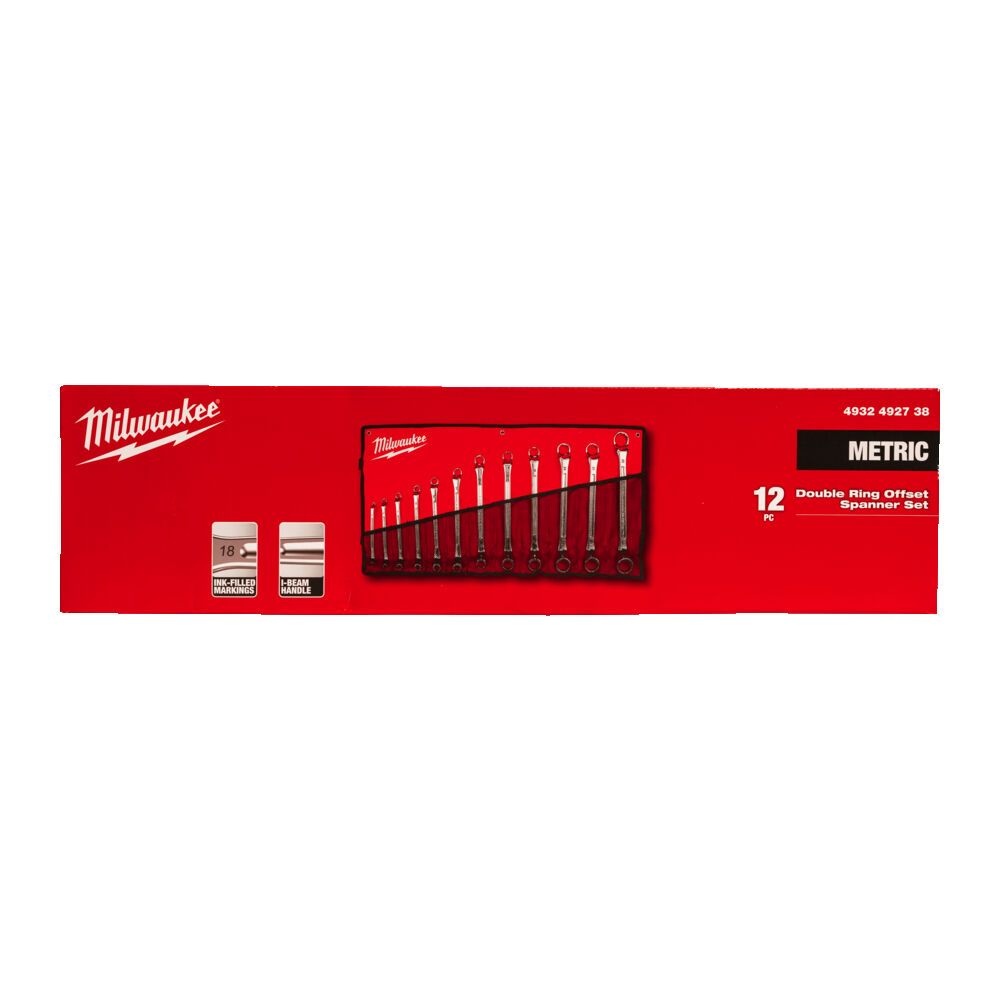 Набір ключів накидних метричних хромованих MILWAUKEE, (6x7/8x9/10x11/12x13/14x15/16x17/18x19/20x22/21x23/24x27/25x28/30x32мм) (1 (4932492738)