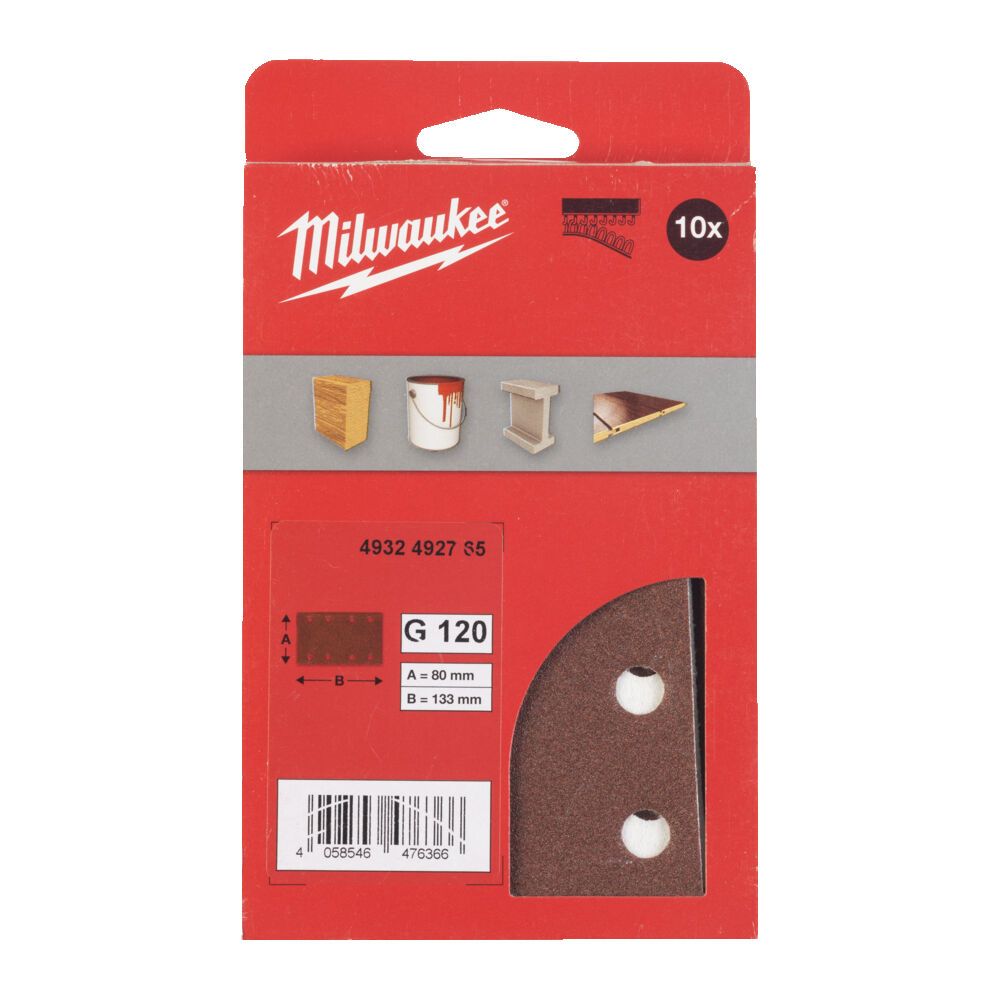 Папір шліфувальний MILWAUKEE, 80x133мм HL, зерно 120, (10шт) (4932492765)