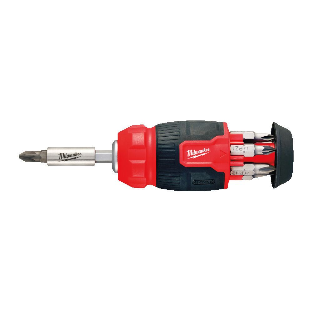 Викрутка зі змінними вставками 8-в-1 (PH/PZ/SL/TX) MILWAUKEE (PH1 / PH2 / PZ1 / PZ2 / T15 / SL 0.6x4.5 / SL 1.2x6.5мм) (4932492807)