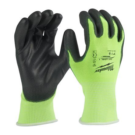 Рукавиці Hi-Vis сигнальні MILWAUKEE, з опором порізам 1/A рівня, розмір 8/M, (12 пар) (4932492914)