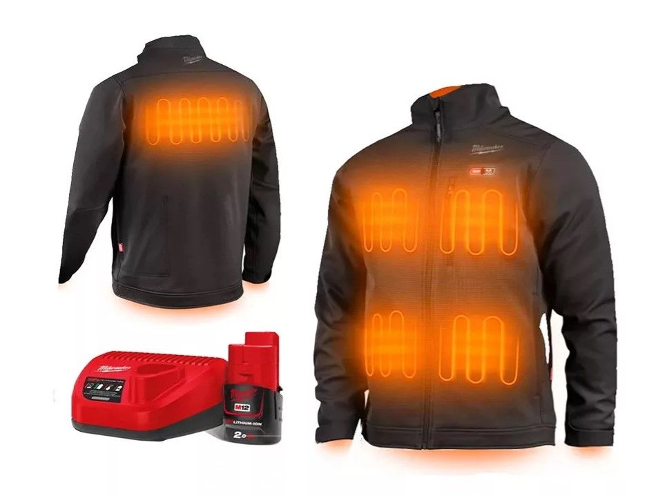 Куртка з підігрівом MILWAUKEE, M12 HJBL5-0(XXXL), чорна (розмір XXXL) (+зар.пр., 1 акум.Х 2Аг) (4932492945)