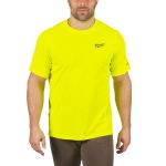 Футболка MILWAUKEE, WWSSYL-XXL дихаюча з коротким рукавом, жовта, (розмір XXL) (4932493077)