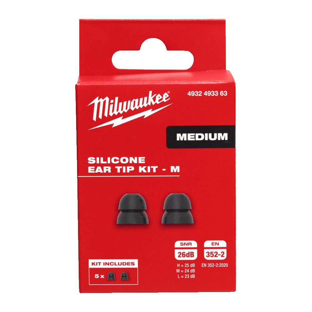Комплект вкладишів змінних силіконових 2-х шарових (амбушюр) MILWAUKEE, M, 5 пар. (для L4 RLEPB) картонна упаковка (4932493363)