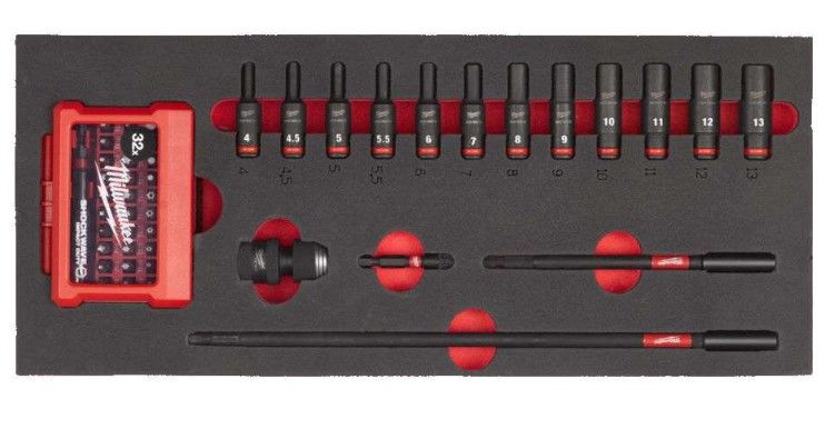 Ложемент з бітами та головками ударними 1/4'' ShW MILWAUKEE, (17шт) (45х175,8х417мм) для візків (4932493386)