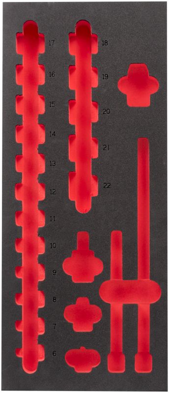 Ложемент для головок ShW 3/8" STD, (17шт) (45х175,8х417мм) для шаф металевих MILWAUKEE (4932493387)