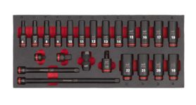 Ложемент з головками подовженими ShW 3/8'' SKT MILWAUKEE, (23шт) (45х178,5х417мм) для візків (4932493390)