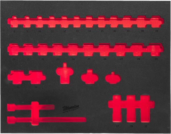 Пінне вкладення з ложементом для головок ShW 1/2" STD, (32шт) (45х536х417мм) для шаф металевих MILWAUKEE (4932493391)