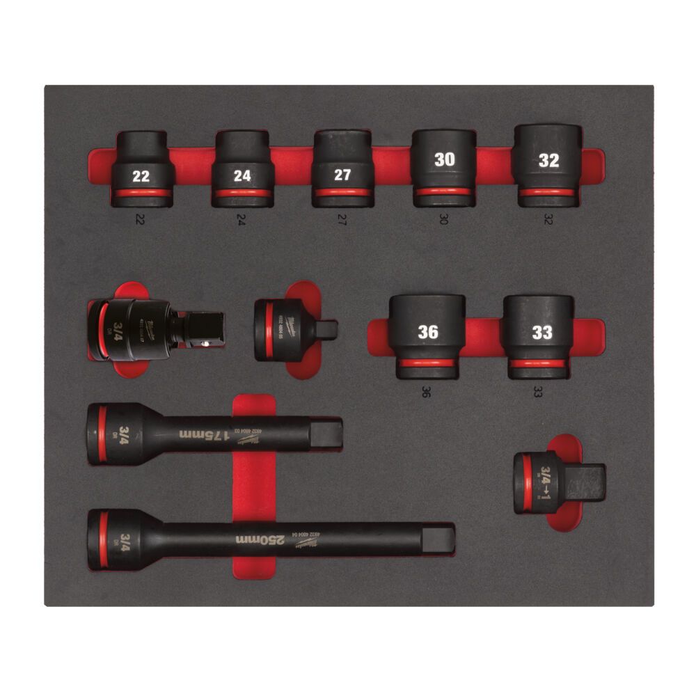 Ложемент з головками ShW 3/4'' STD MILWAUKEE, (12шт) (45х536х417мм) для візків (4932493396)
