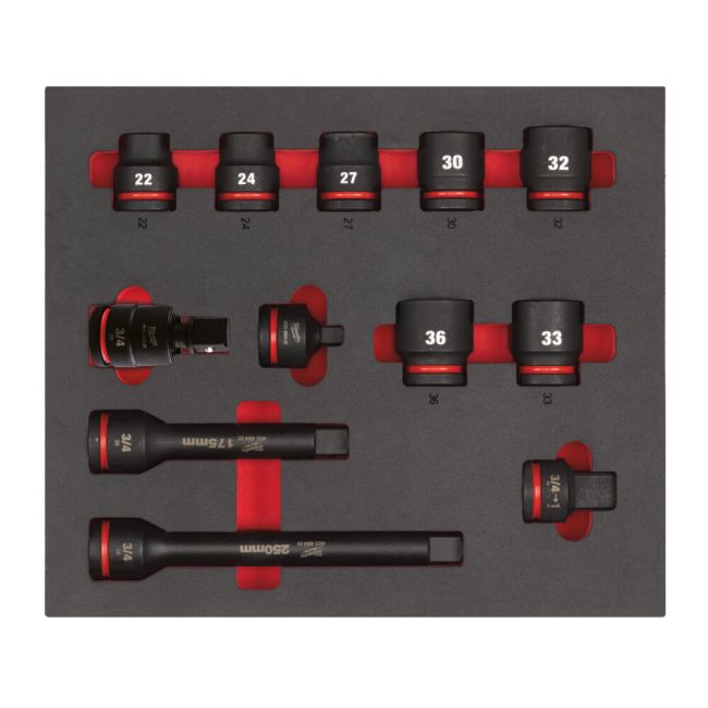 Ложемент з головками ShW 3/4'' STD MILWAUKEE, (12шт) (45х536х417мм) для візків (4932493396)