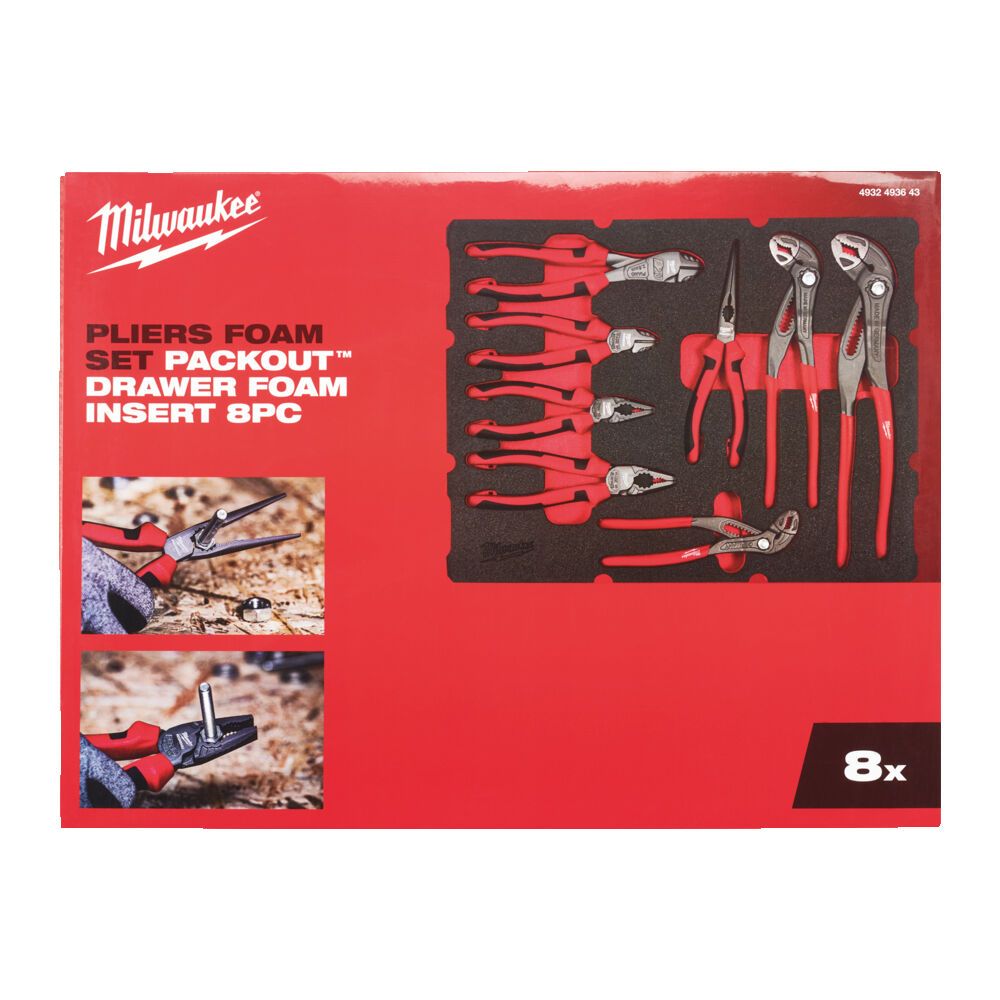 Ложемент для ящика з висувними шухлядами PACKOUT MILWAUKEE з шарнирно-губцевим інструментом (8шт) (4932493643)