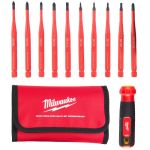Набір викруток прецезійних ізольованих VDE MILWAUKEE 10-в-1 (рукоятка VDE + 10 біт VDE, текстильний чохол) (4932493657)