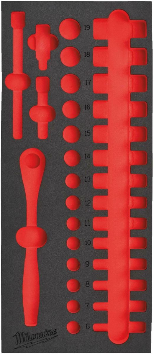 Пінне вкладення з ложементом для головок хромованих 3/8'' (32шт) (45х178,5х417мм) для шаф металевих MILWAUKEE (4932493663)