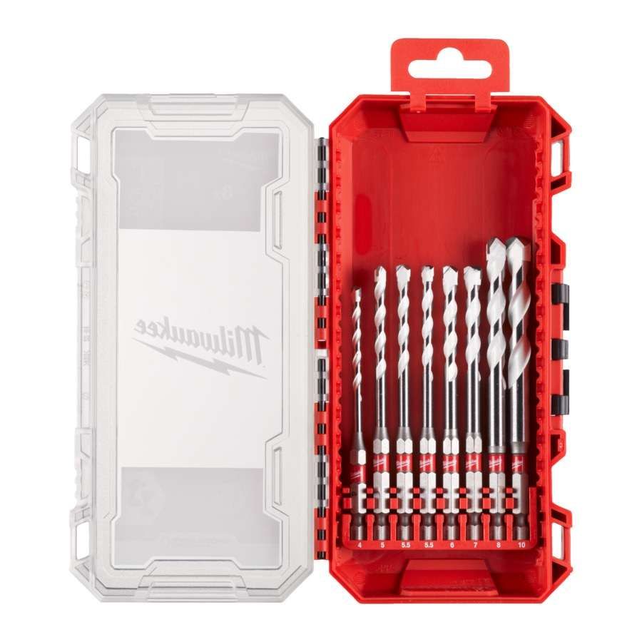 Набір свердел універсальних SHOCKWAVE HEX PACKOUT MILWAUKEE, (діаметри 4/5/5,5/5,5/6/7/8/10мм) (8шт) пластиковий кейс (4932493872)