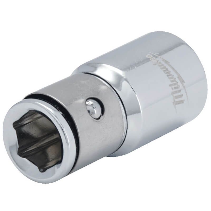 Перехідник хромований MILWAUKEE з 1/2" квадрата на 1/4" HEX (4932493963)