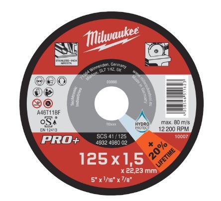 Диск відрізний по металу MILWAUKEE, SCS 41/125х1,5 PRO+, діаметр 125мм (4932498002)
