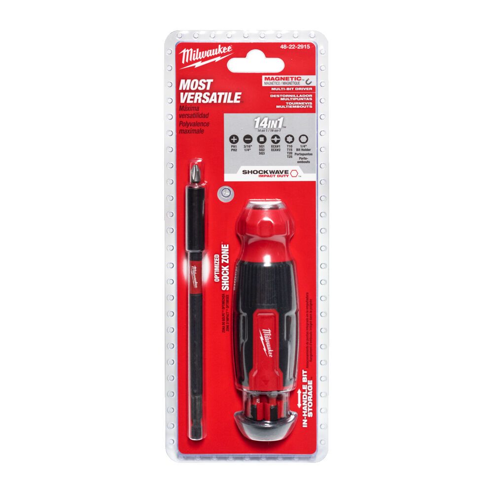 Викрутка зі змінними вставками 14 в 1 Shockwave MILWAUKEE (4932498174)