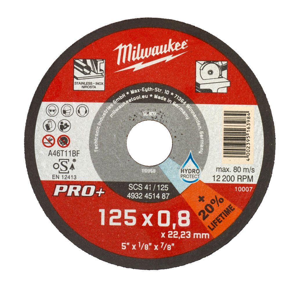 Диск відрізной по металу MILWAUKEE, SCS 42/125х0.8 PRO+, діаметр 125мм (4932498201)