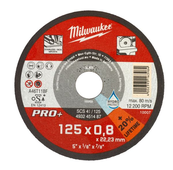 Диск відрізной по металу MILWAUKEE, SCS 42/125х0.8 PRO+, діаметр 125мм (4932498201)