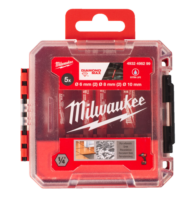 Набір коронок алмазних Diamond Plus MILWAUKEE (1/4 Hex) (діаметр 6, 6, 8 , 8, 10мм) (4932498299)