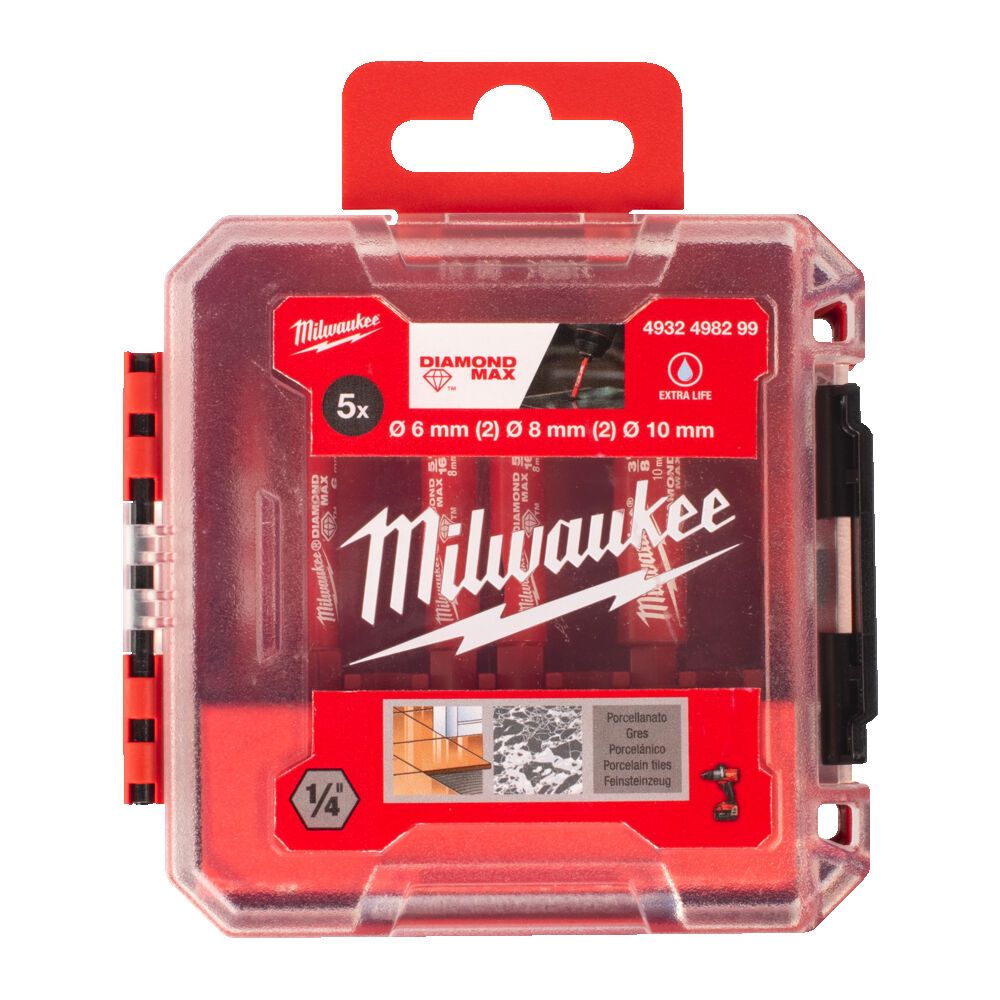 Набір коронок алмазних Diamond Plus MILWAUKEE (1/4 Hex) (діаметр 6, 6, 8 , 8, 10мм) (4932498299)