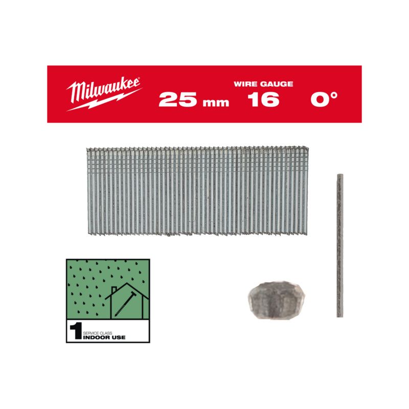 Цвяхи оцинковані з Т-образною головкою MILWAUKEE, 16G/0 градусів/25мм, (5000шт) (4932498312)