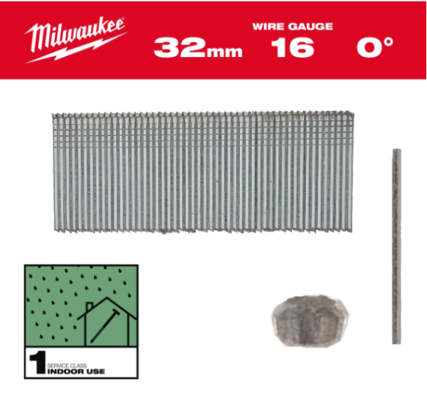 Цвяхи оцинковані з Т-образною головкою MILWAUKEE, 16G/0 градусів/32мм, (5000шт) (4932498313)