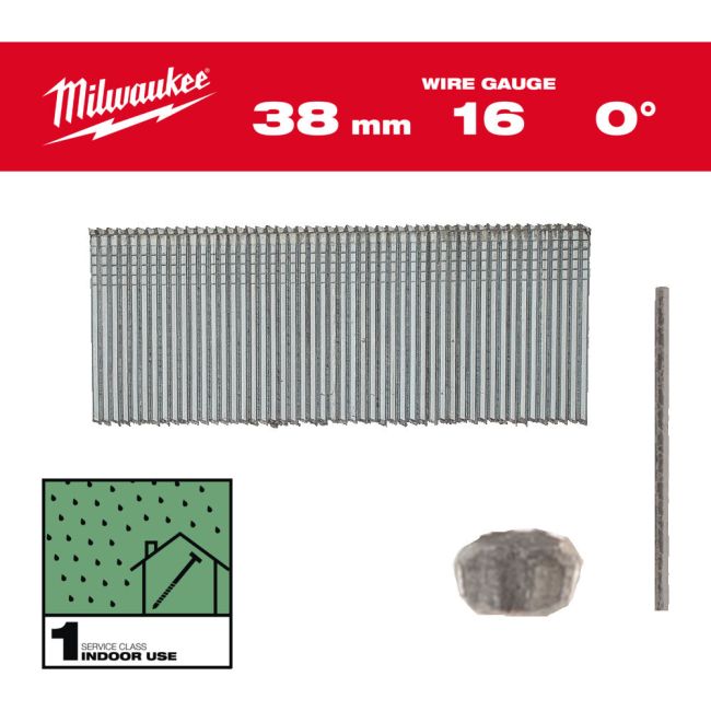 Цвяхи оцинковані з Т-образною головкою MILWAUKEE, 16G/0 градусів/38мм, (2500шт) (4932498314)