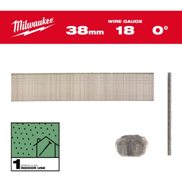 Цвяхи оцинковані вкриті смолою з Т-образною головкою MILWAUKEE, 18G/0 градусів/38мм, (5000шт) (4932498744)