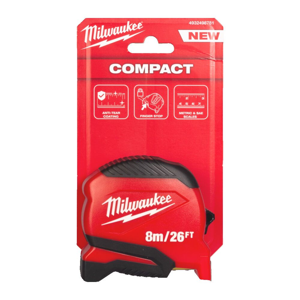 Рулетка Pro Compact MILWAUKEE (Gen 2), 8м/26фт, (25мм) (4932498781)