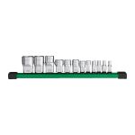 Набір головох хромованих метричних 1/4'',  3/8'', 1/2'' TORX Е-стандарт MILWAUKEE, на планці (13шт) (4932498799)