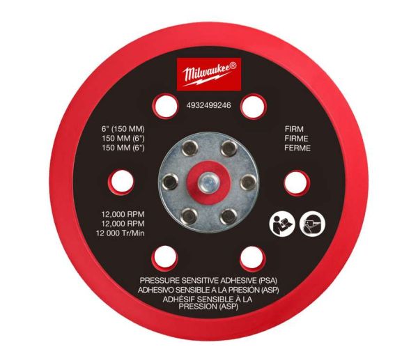 Підошва шліфувальна MILWAUKEE FROSBPSP150, O150мм, 6 отв. для M12 FROS (м'яка з PSA) (4932499246)