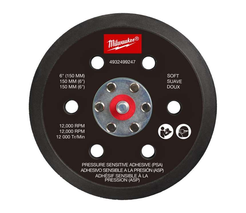Підошва шліфувальна MILWAUKEE FROSBPHP150, O150мм, 6 отв. для M12 FROS (жорстка з PSA) (4932499247)